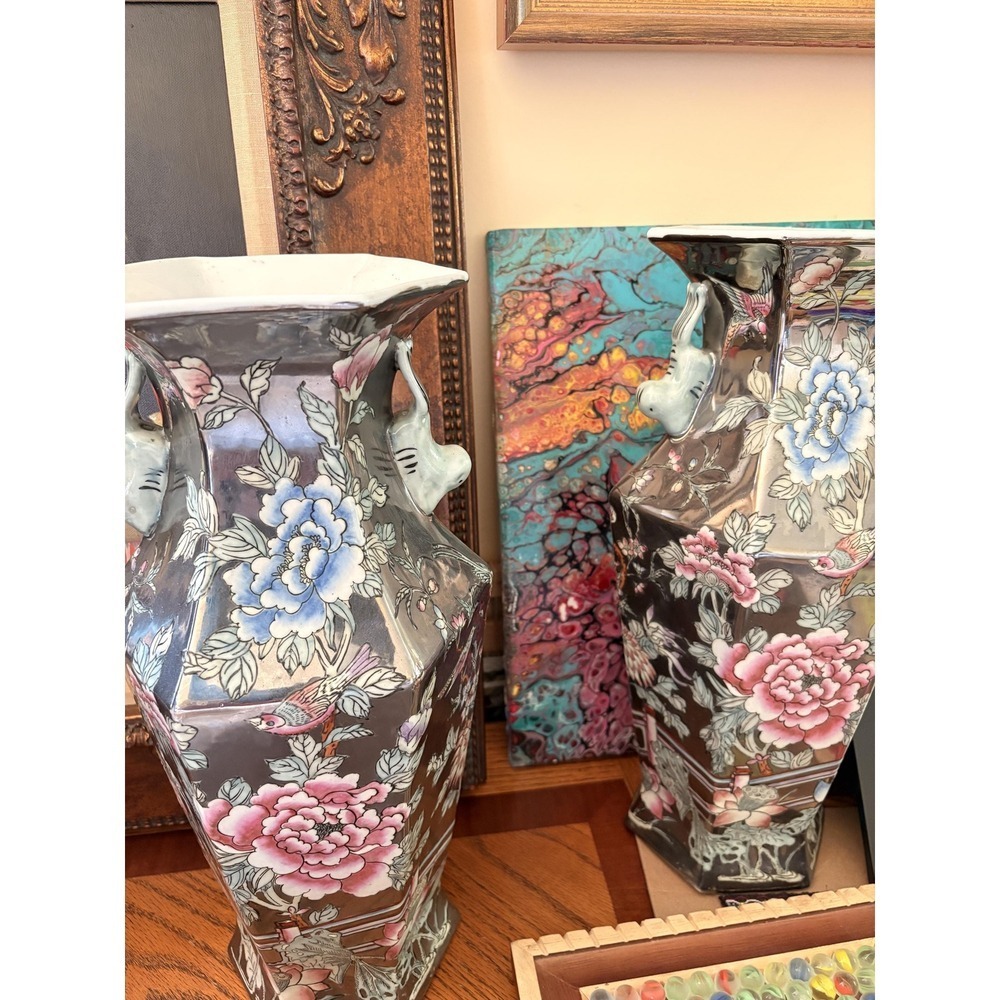 Vintage Mid-20th Century Chinese Mirror Finish Vase – 16" Tall